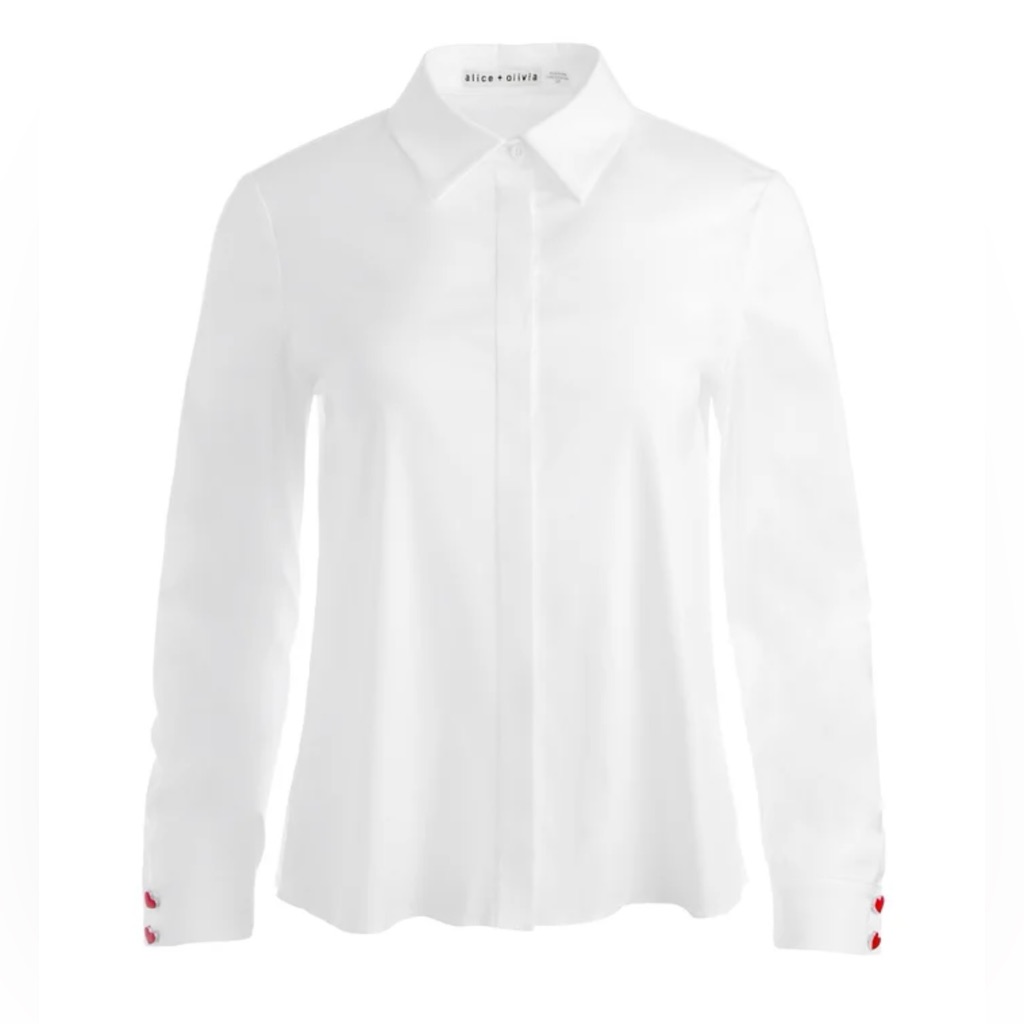 Alice + Olivia Willa Heart Placket Button-Up Women's Blouse